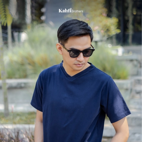 T-shirt V neck Pria combed - BIN NAVY
